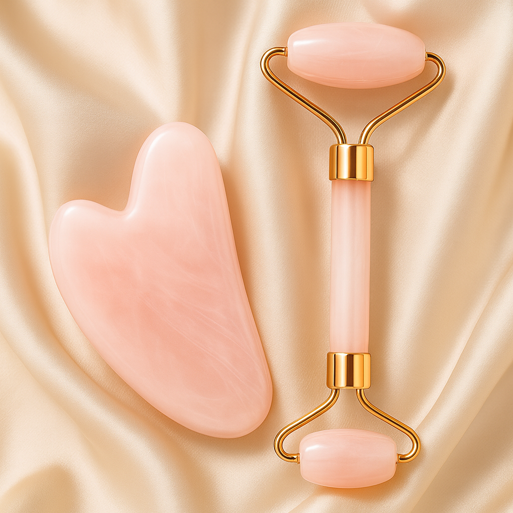 Rose Quartz Facial Roller & Gua Sha Set